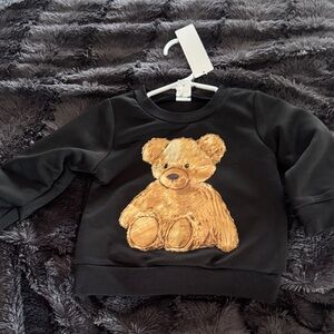 SHEIN Black Kids Sweatshirt with Teddy Bear